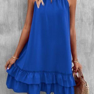 Hey Darlin’ Ruffle Halter Keyhole Cutout Mini Dress